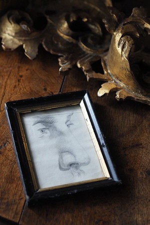 眼差し、輪郭と影-antique pencil sketch frame