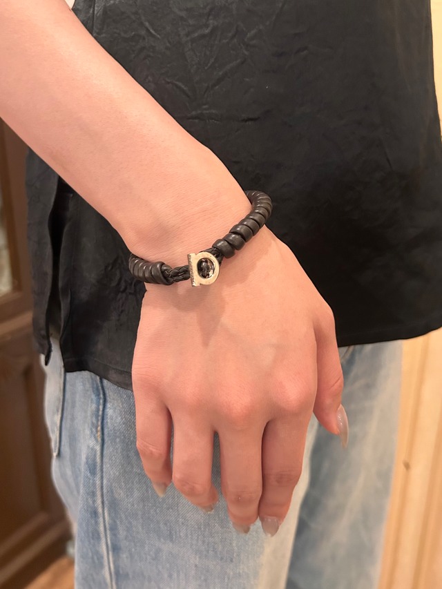 Salvatore Ferragamo / vintage black "Gancini" design bangle .