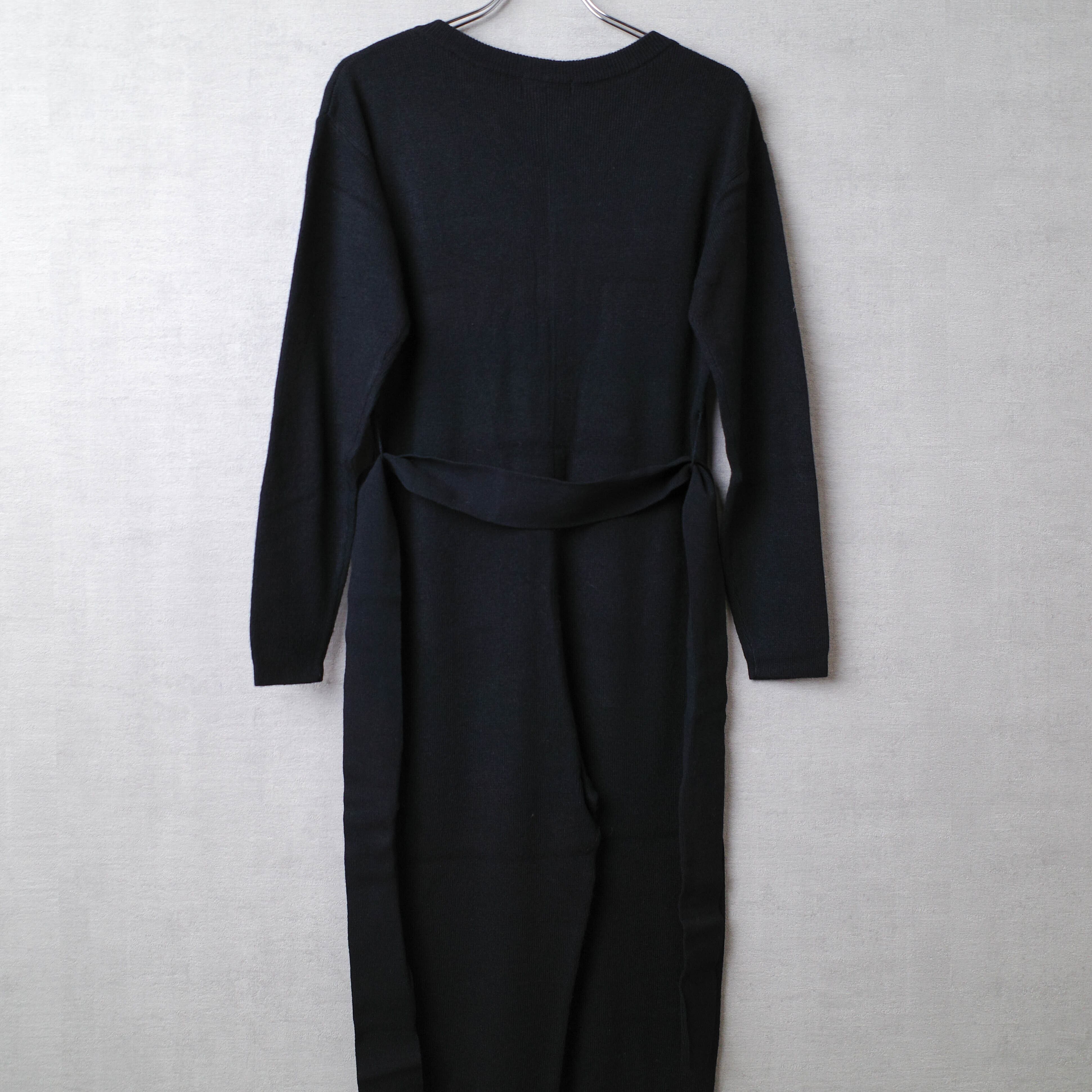 [NEW] CLANE	VNECK KNIT JUMP SUIT BLACK 15106-2321