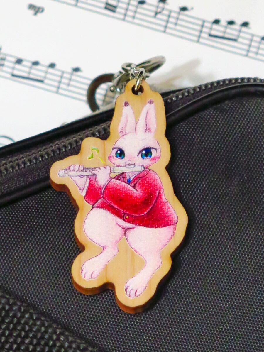 ウッドキーホルダー】ふえ吹き野うさぎ | Cafe FlöteA Shop