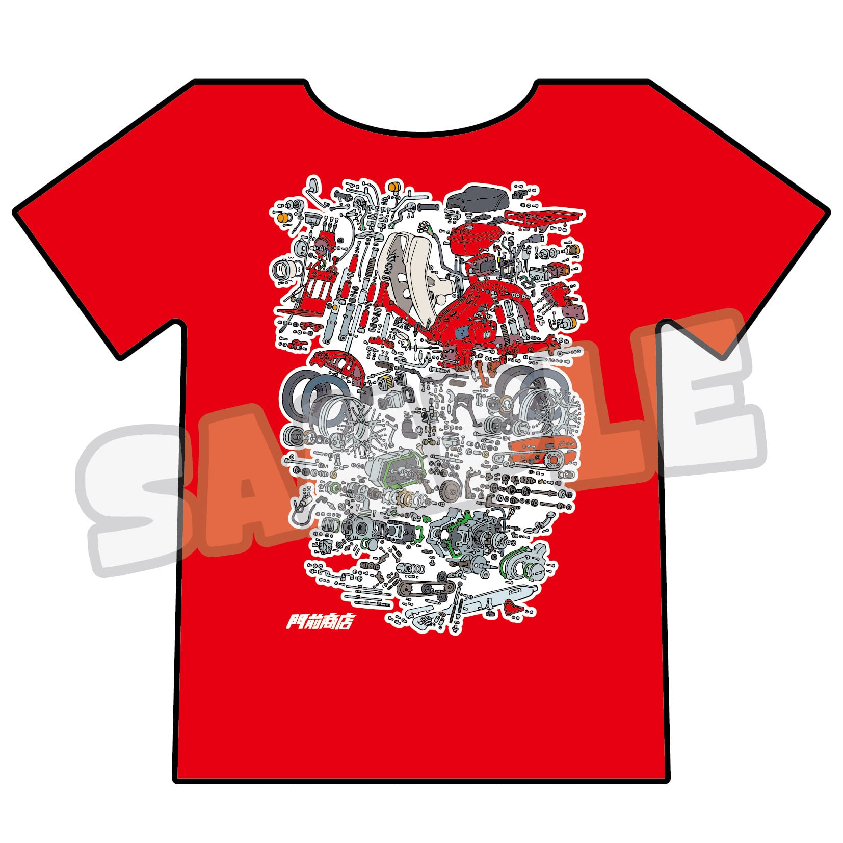 郵政カブ分解Tシャツ | 門前商店