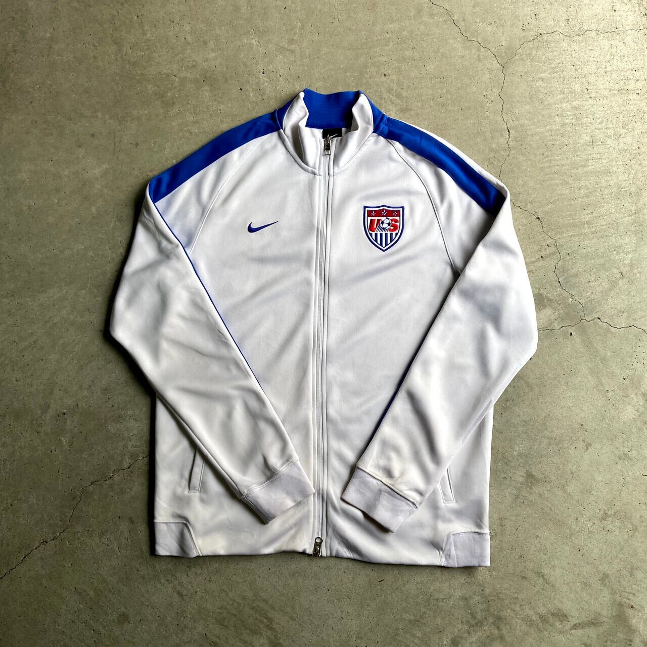 NIKE ナイキ USA サッカーアメリカ代表 ジャージ トラックジャケット メンズL 古着 ホワイト ブルー 白  青色【ジャージ・トラックジャケット】【AL2110】 | cave 古着屋【公式】古着通販サイト