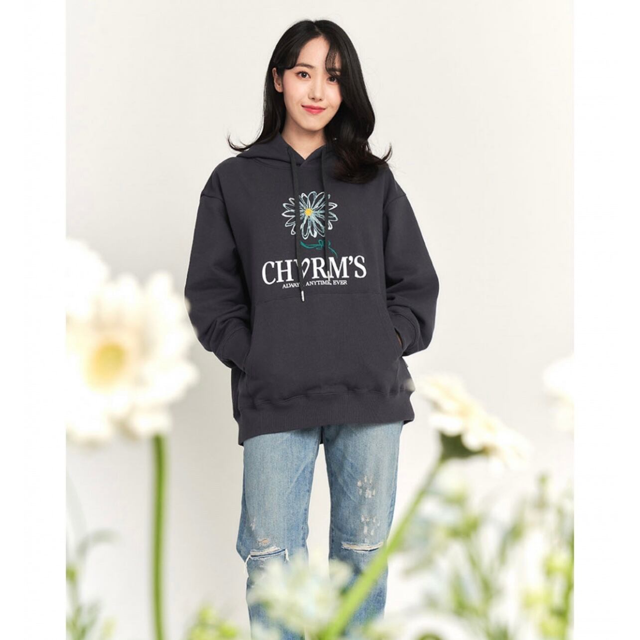 CHARM'S] SinBi gerbera hoodie Charcoal 正規品 韓国ブランド 韓国