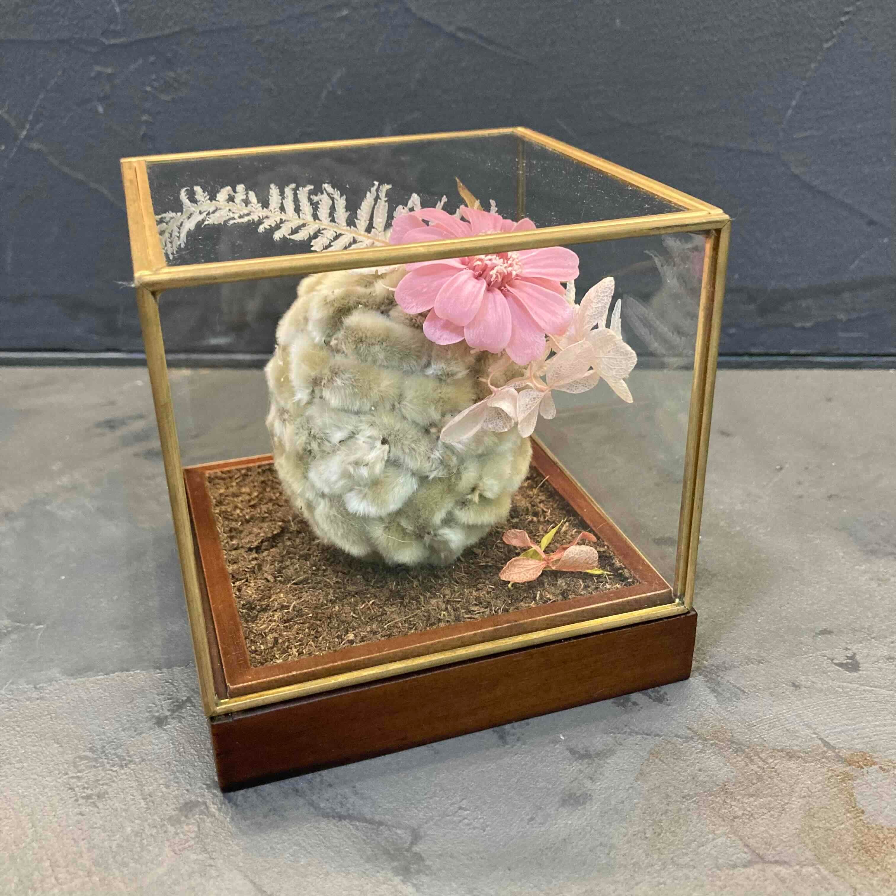 ガラスキューブのドライオブジェ/ピンク（送料無料）