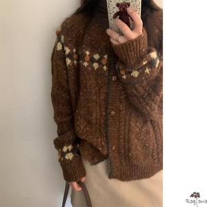 レトロ刺繍 カーディガン 3col M 11293