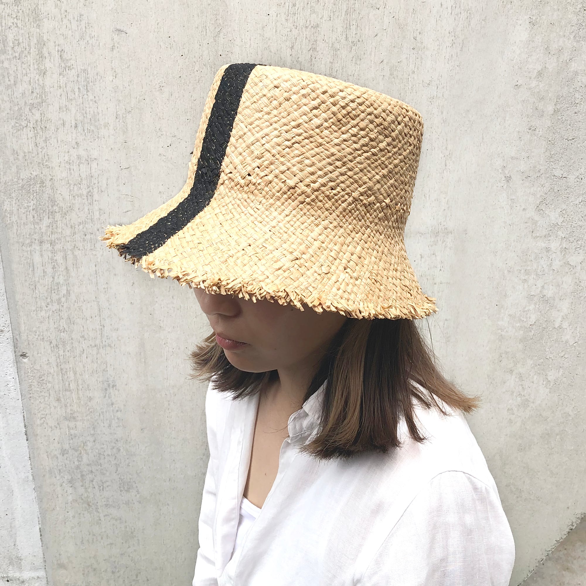 Raffia BUCKET HAT × LINE ナチュラル ラフィア バケットハット 帽子