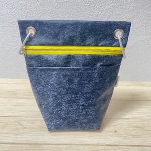 【Lサイズ】ダークデニム・Fイエロー|BIG消臭ポーチ★小型犬・多頭飼い〜中・大型犬 うんち回収 排泄