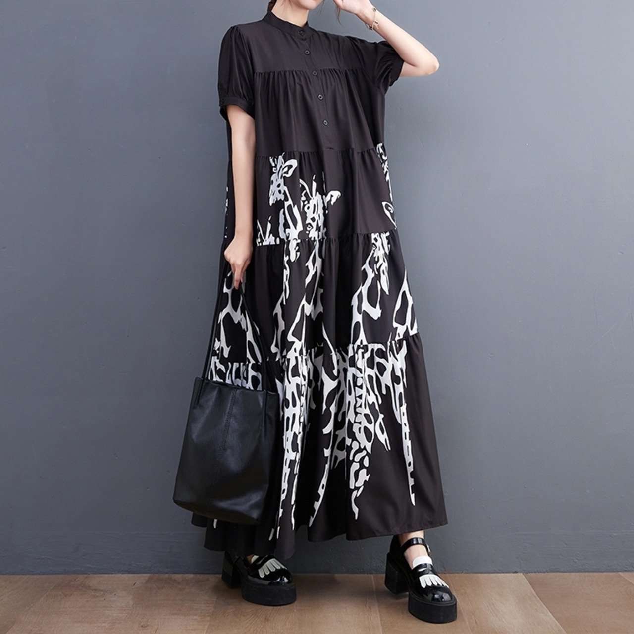 麒麟 プリント ドレス  30013