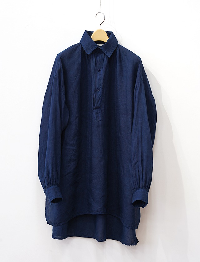 aulico : LINEN LONG SHIRT / NAVY