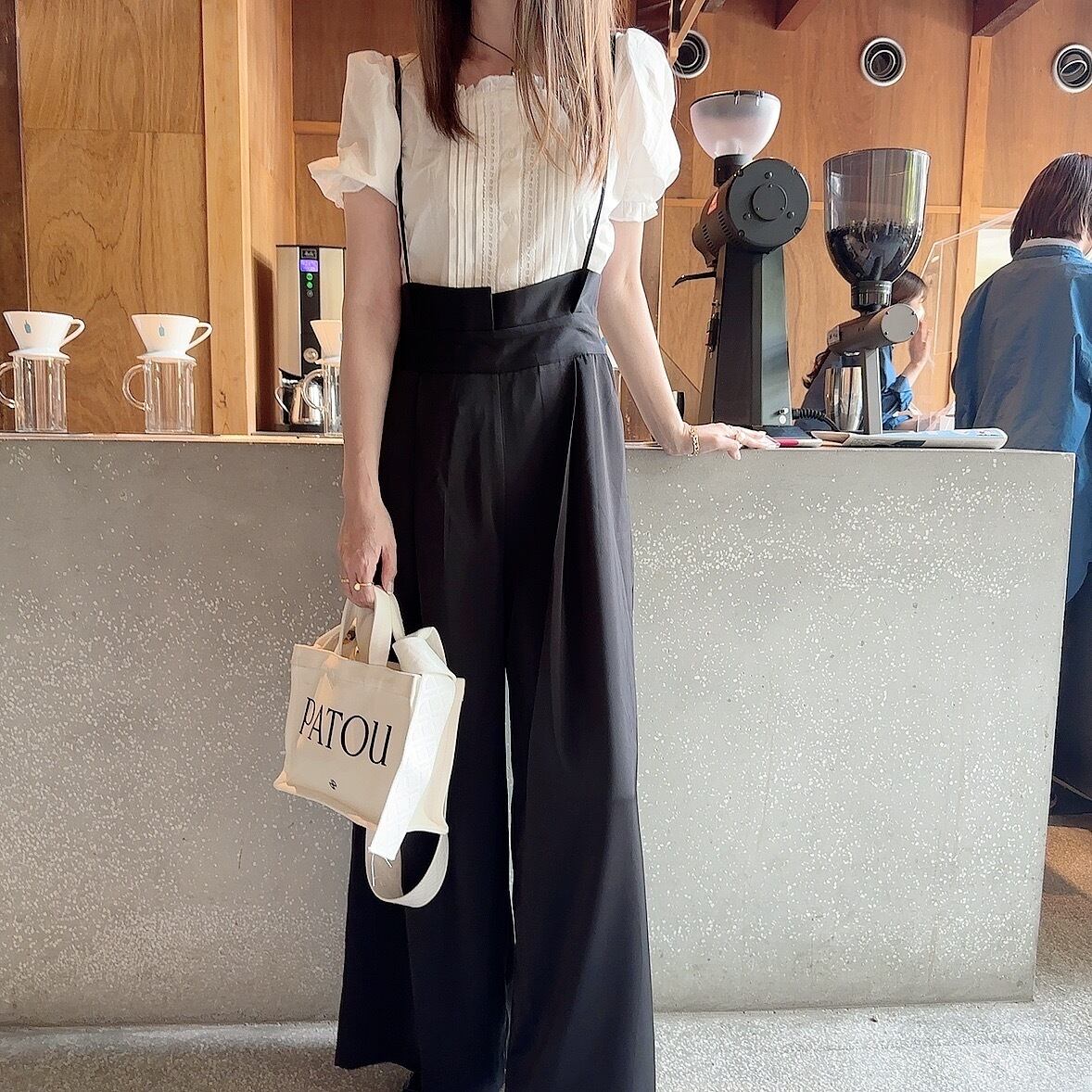 Satin salopette / black (6月中旬頃発送予定)