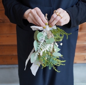 hiba "Green Mimosa Mini Swag" ヒバ グリーンミモザのミニスワッグ