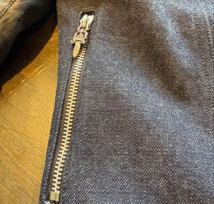 CHROME HEARTS ワックスドコットンアーム切替Gジャンデニムジャケット CHROME HEARTS クロムハーツ デニム 襟アーム ワックスコットン切替