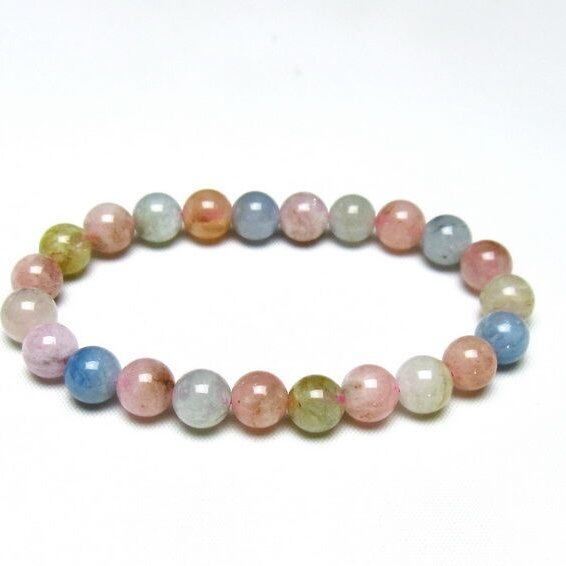 ミックスカラーベリル ブレスレット 8mm 一点物 メール便可 [M便 1/10] 111-48736