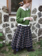 Forêt Tartan Check Wool Volume Skirt F0867