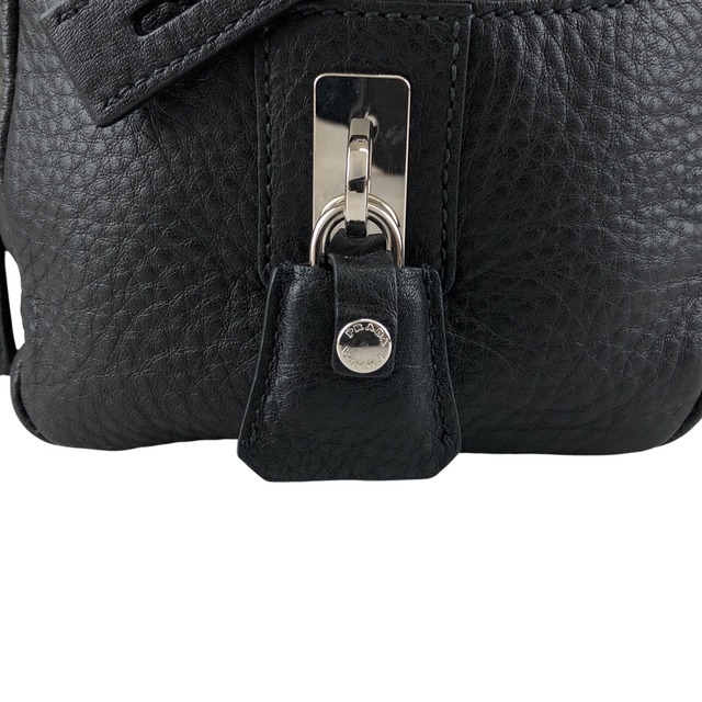 PRADA プラダ ハンドバッグ ブラック ロゴ型押し レザー ミニボストン vintage ヴィンテージ オールド sdau3h