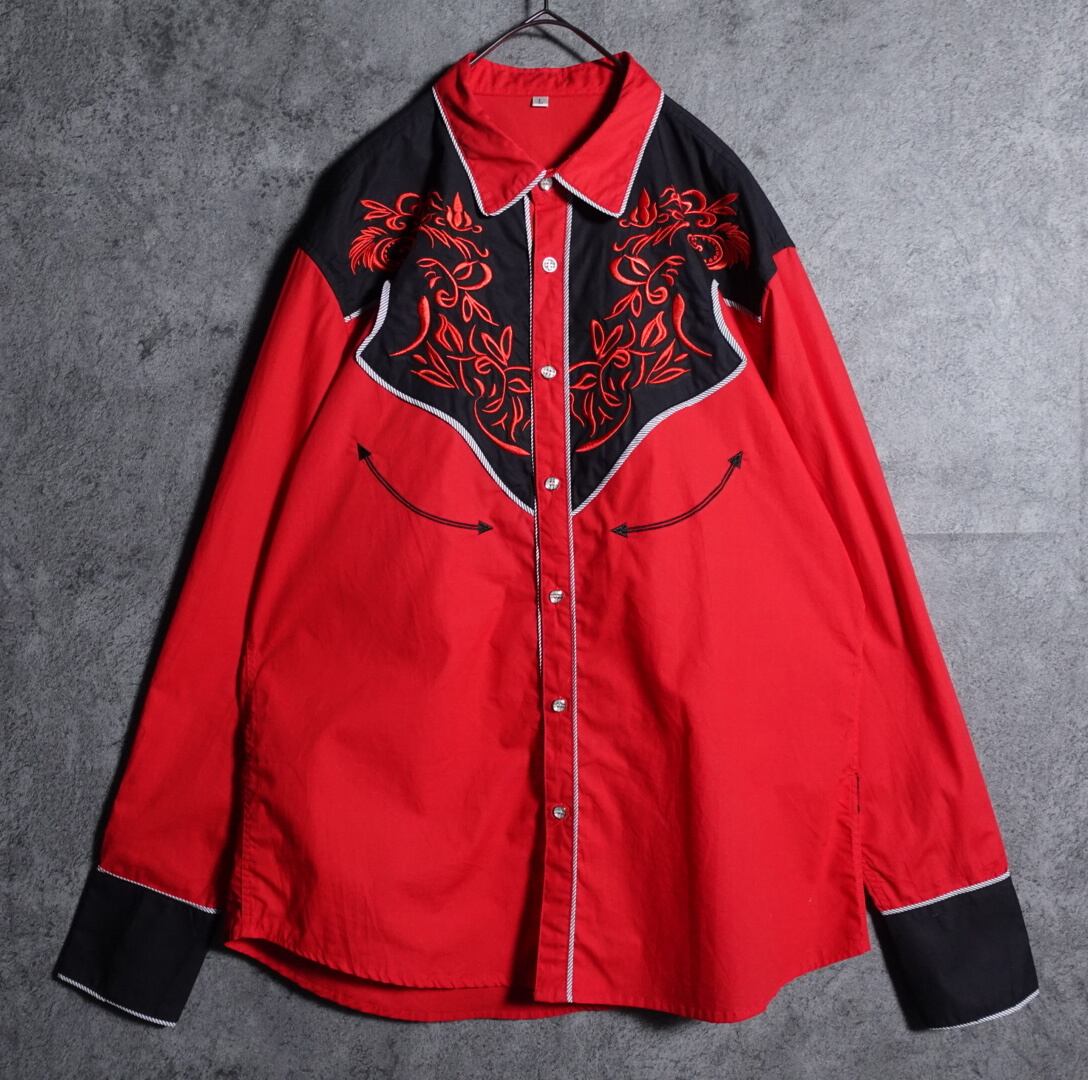 Red embroidery design western shirt