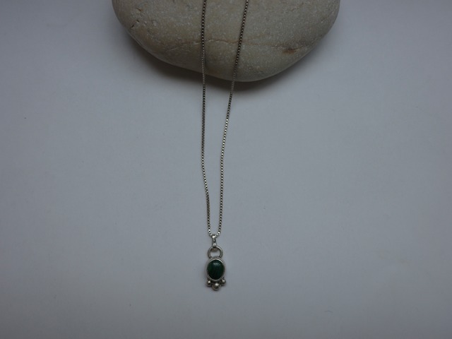 〈vintage silver925〉green malachite necklace