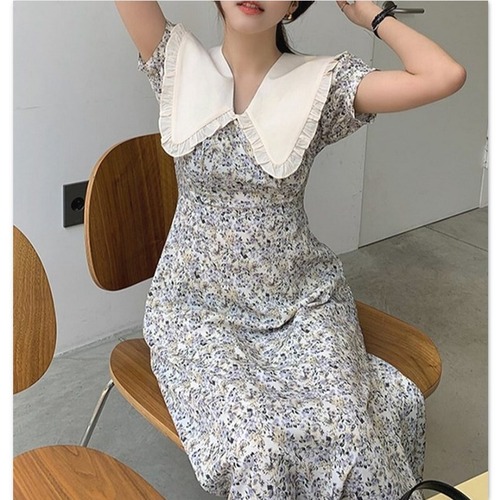 シック花柄ドレス A-117