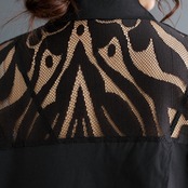 レース切替 ブラック ブラウス  30020