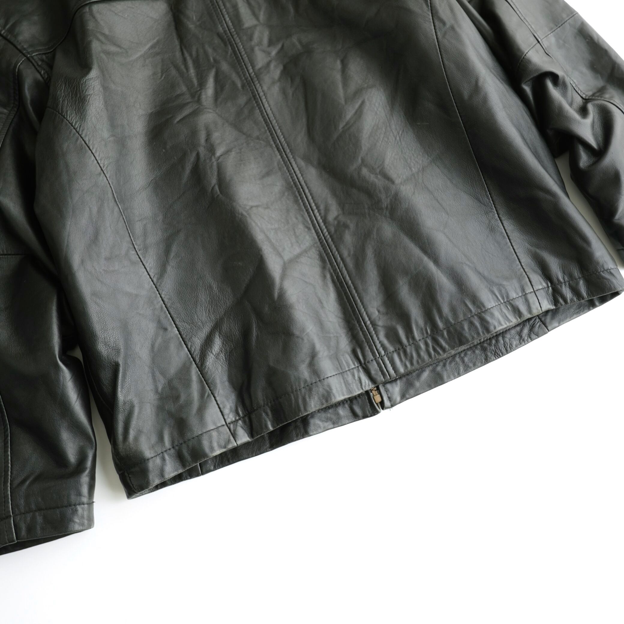 J. Ferrar ブラック レザージャケット Lサイズ J.Ferrar】90's Padded Zip up Leather Jacket Black L | RE:FOUND