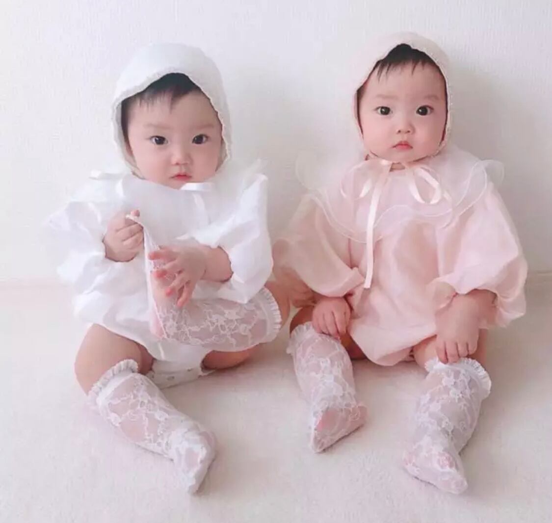 チュール襟ふんわりロンパース》》》》》海外子供服 ベビー 女の子