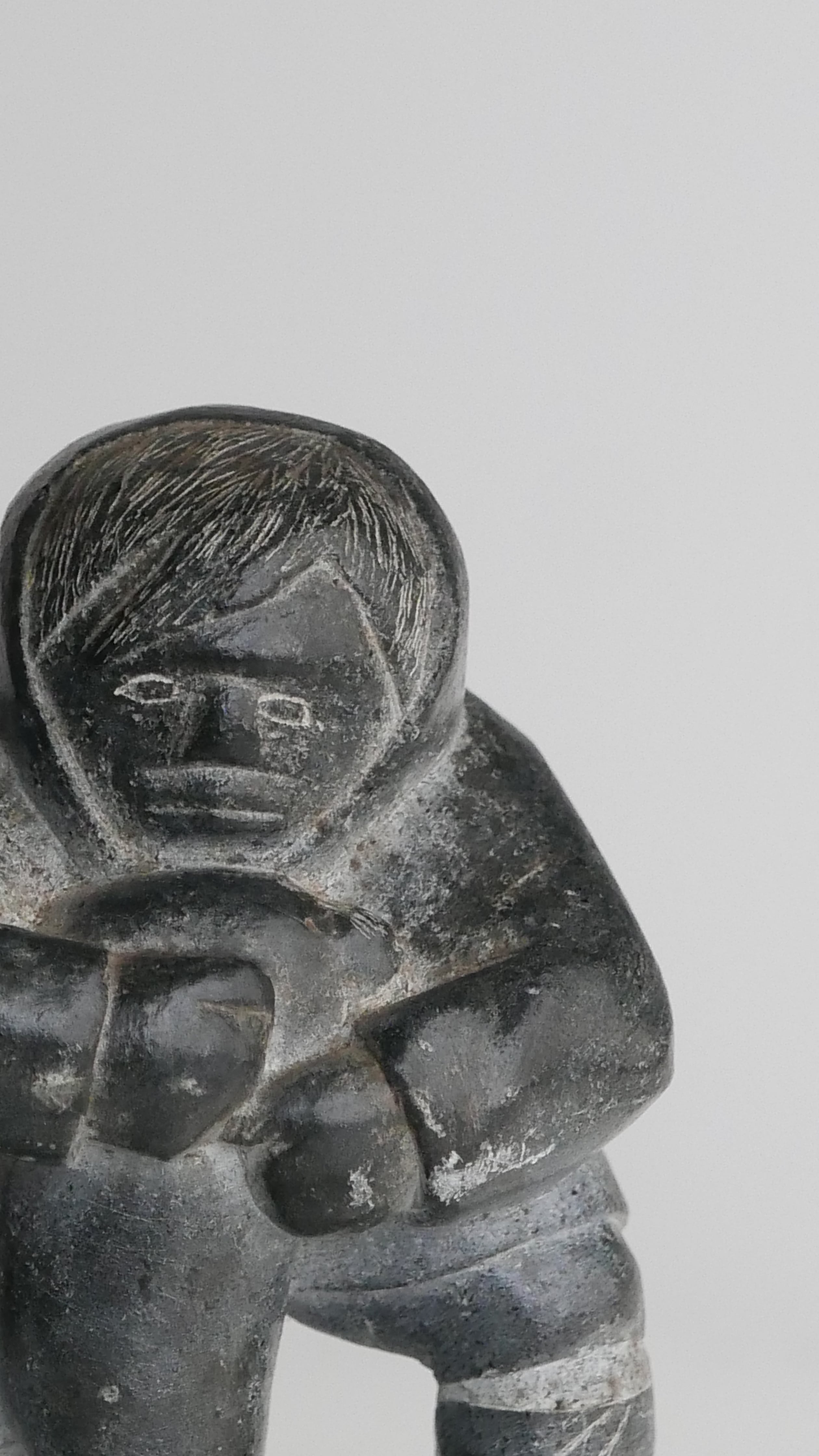 vintage inuit stone object " hunter "
