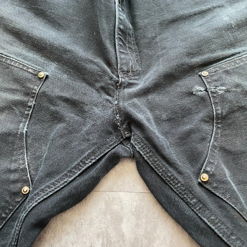 推定90s USA製 ブラック ダブルニー Carhartt B01 36×34 詳細写真6