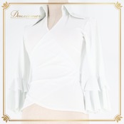 フラメンコ衣装 トップス ブラウス ホワイト系 白 無地 伸縮 ストレッチ リボン 襟付き レッスン 練習着 ダンス パーティ 発表会 フラメンコ 白系 レディース レッスン用 練習用 ダンス衣装 衣装 コスチューム 伸びる 舞台用 ストレッチ素材 薄手