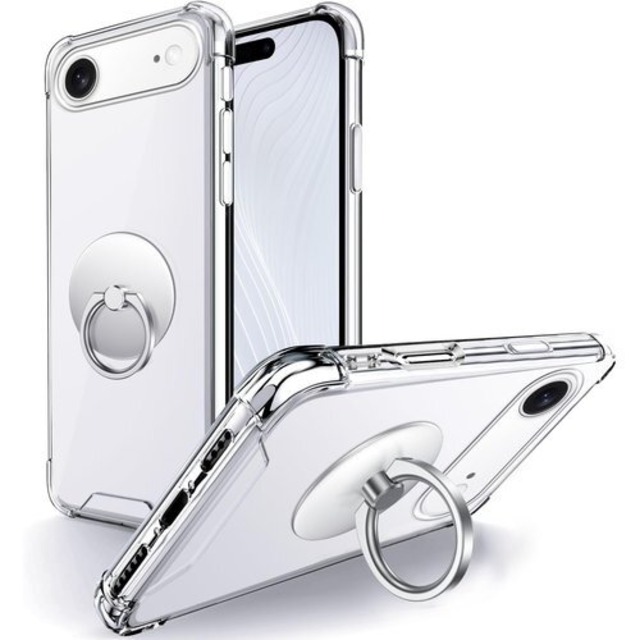 Rockaway 互換性 iPhone 17 Air用 ケース リング付き 耐衝撃 耐久 すり傷防止 滑り止め スタンド機能 軽量 薄型 クリア TPU 透明 スマホケース アイフォン17エア 用カバー - クリア 43
