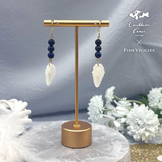 チョウザメ鱗天然石ピアス