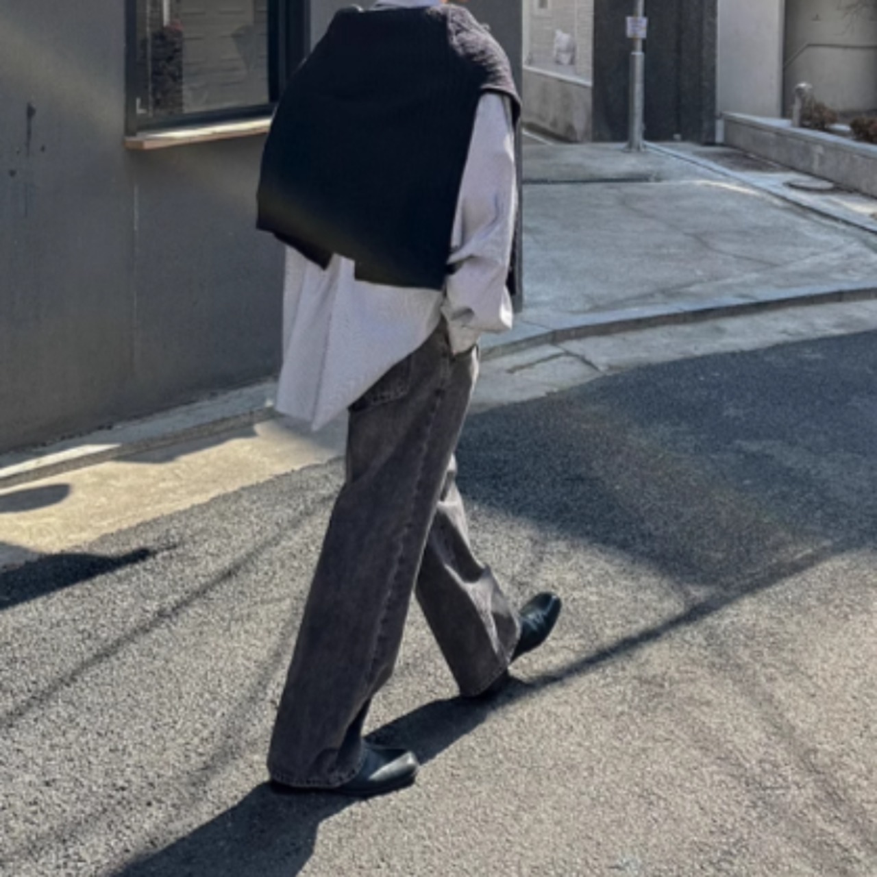 ブラックストライプカジュアルシャツ　0827