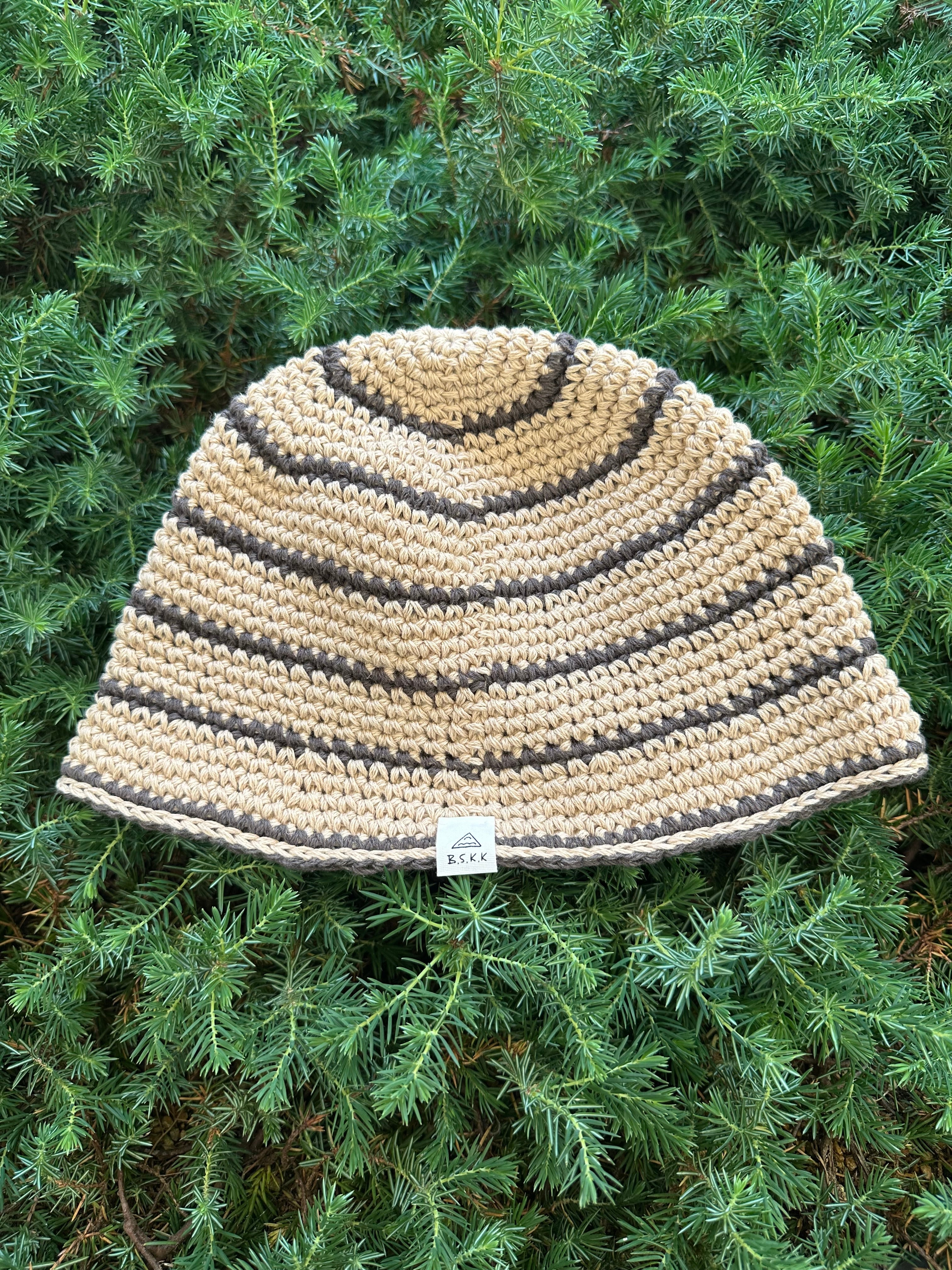 cotton knit hat beige×charcoal