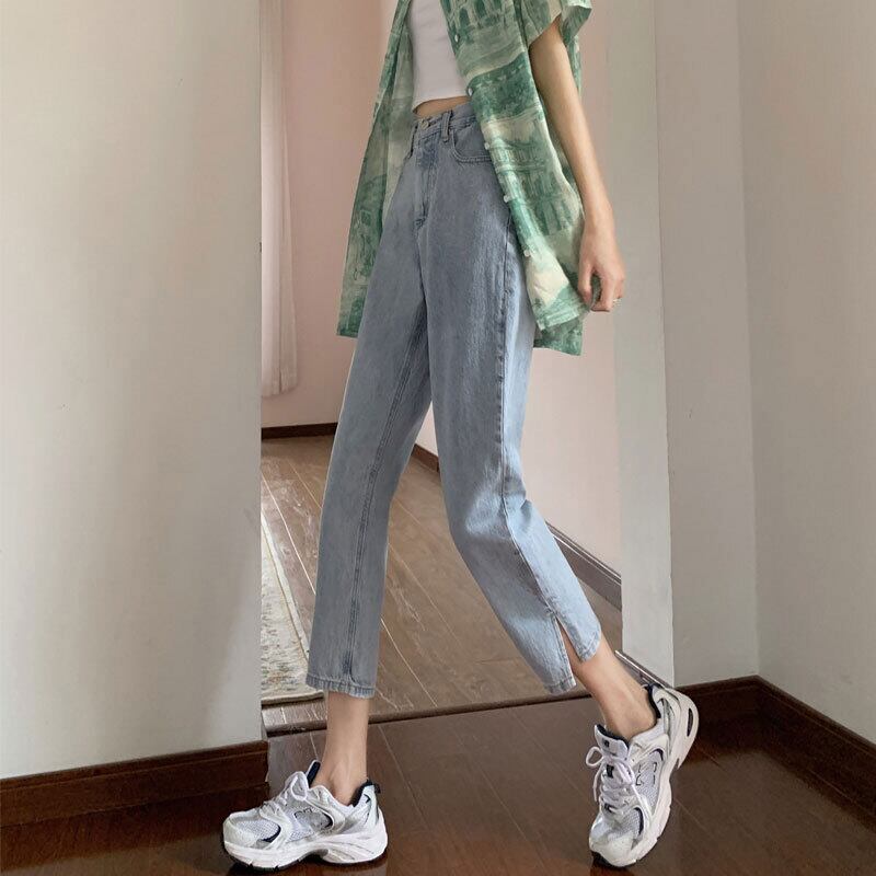 ルーズブルージーンズ サマー薄手パンツ ハイウェストスタンダード レトロ 夏物 萌量不足639785813