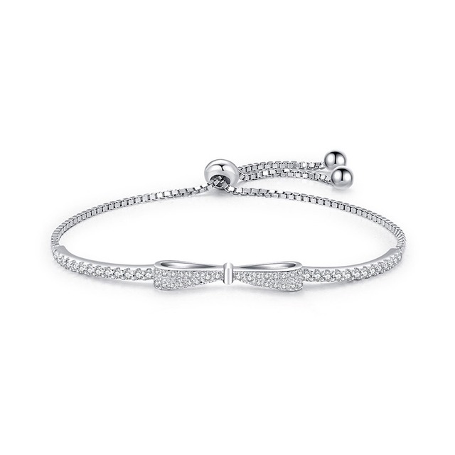 おしゃれ キラキラ リボン 結び目 シルバー ブレスレット