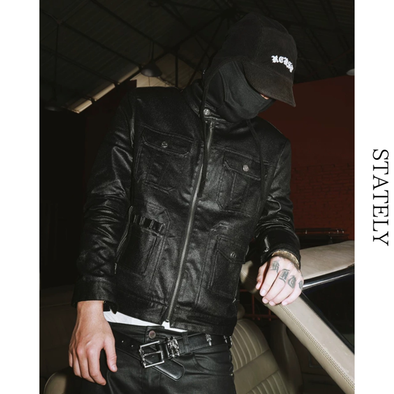 Black PU Leather マルチポケットジャケット_O76・画像7