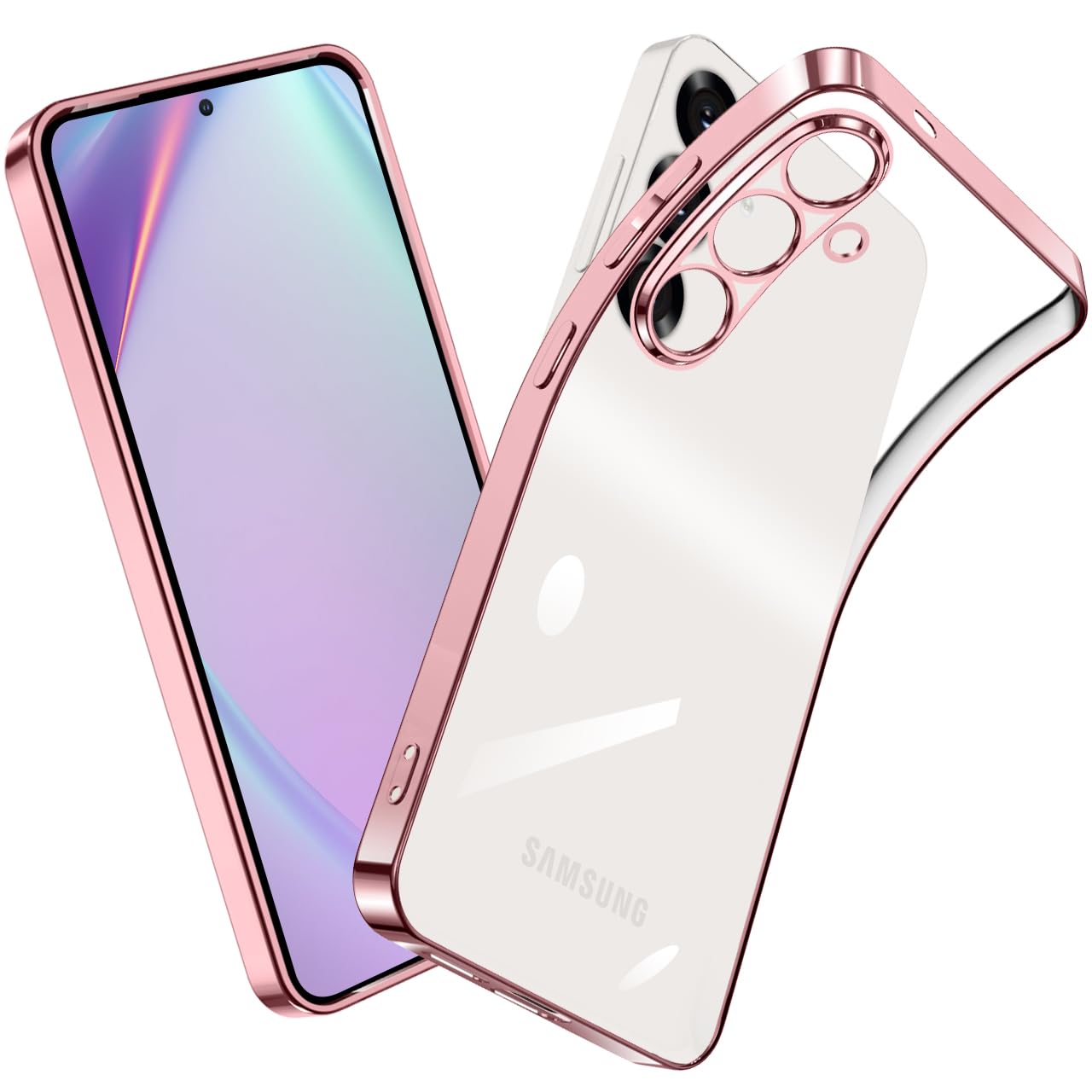 Galaxy S25 ケース クリア 耐衝撃 ギャラクシーS25 スマホケース SC-51F SCG31 ソフト カメラ保護 ワイヤレス充電対応 黄変なし 米軍MIL規格取得 ストラップホール付 (ローズゴールド)