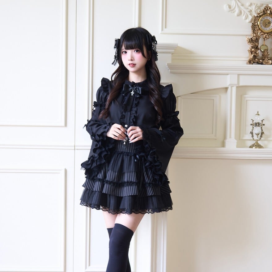 地雷系 量産型 姫袖シャツ レース リボン ゴスロリ｜SEASONZ