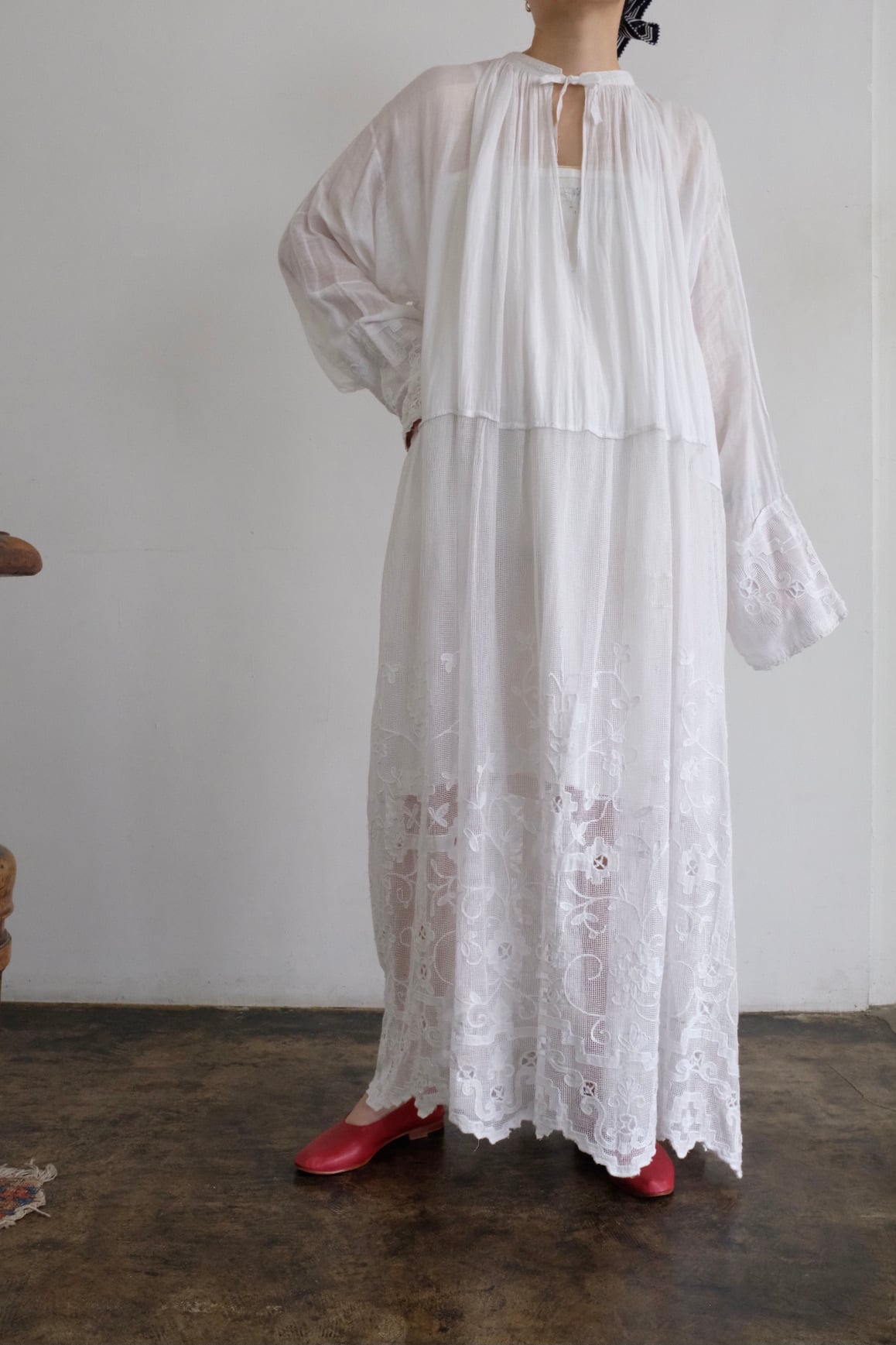 1900s franceクリサンセマムの密集とレースドロワーズ アンティーク Antique toricoTte ドロワーズ/France/Antique Closet/フレンチ