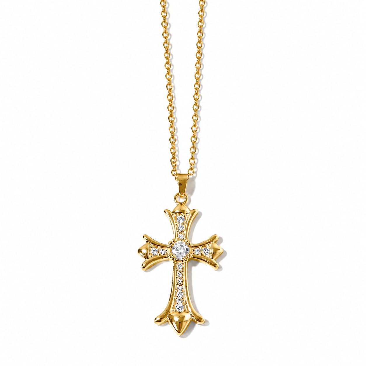Regalia Zirconia Cross Necklace(ゴールド)