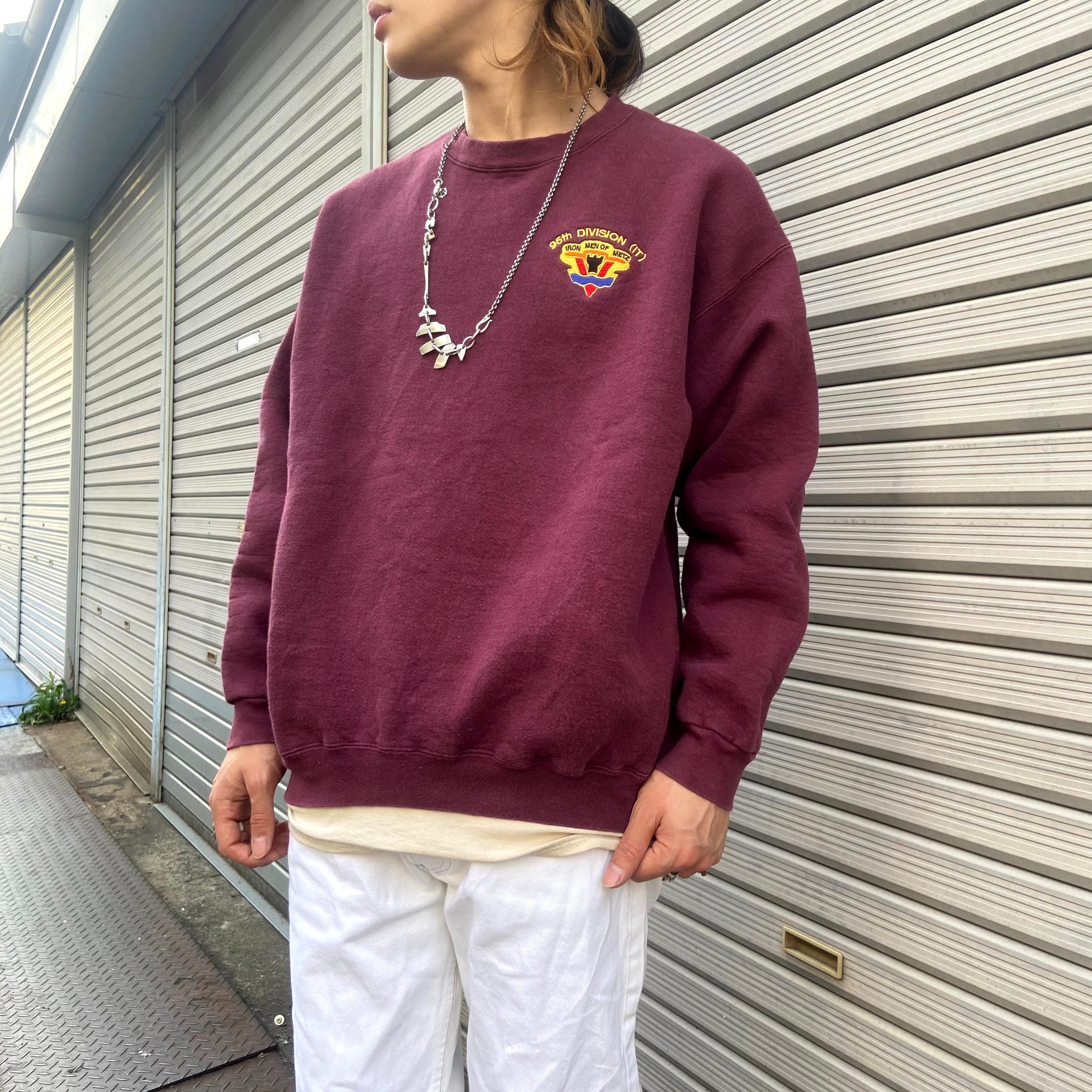 90年代 Lee リー 95th Infantry Division ミリタリー刺繍 スウェット メンズl 古着 第95歩兵師団 トレーナー 90s ビンテージ ヴィンテージ ワインレッド スウェット Al2109 Cave 古着屋 公式 古着通販サイト