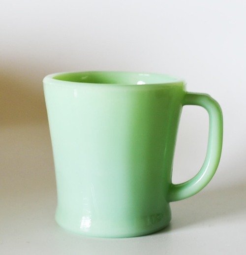 Fire King　Jade-ite　シェービング（フラットボトム）マグ【sa667】