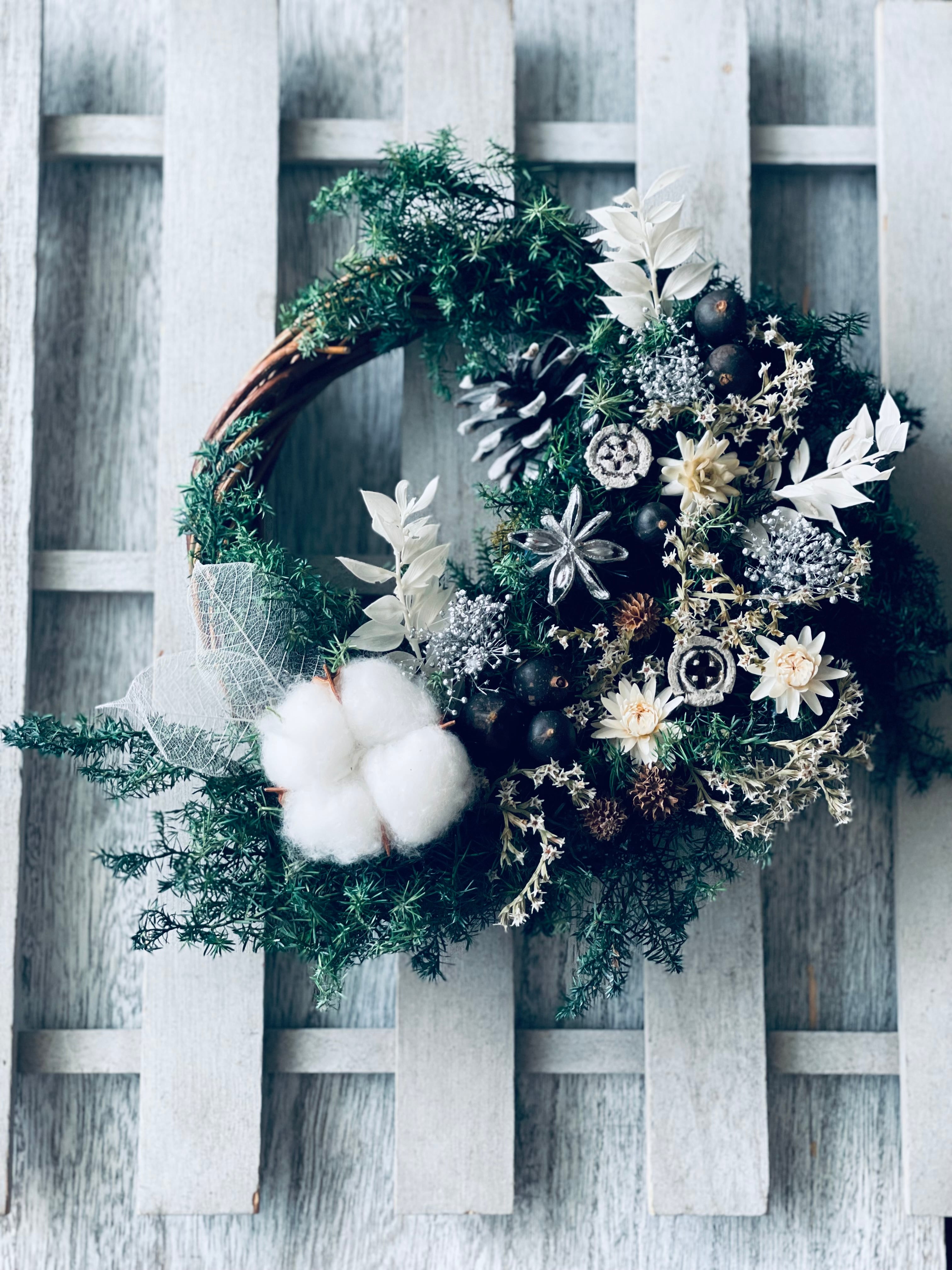 プリザーブドフラワー 新 ヒムロスギのクリスマスリース 開店祝い 新築