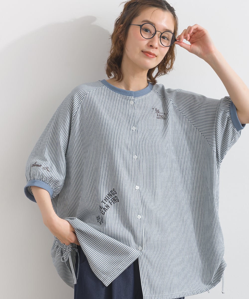 K262016 スラブ布帛2WAYランダムロゴプルオーバー / Slub Fabric 2WAY