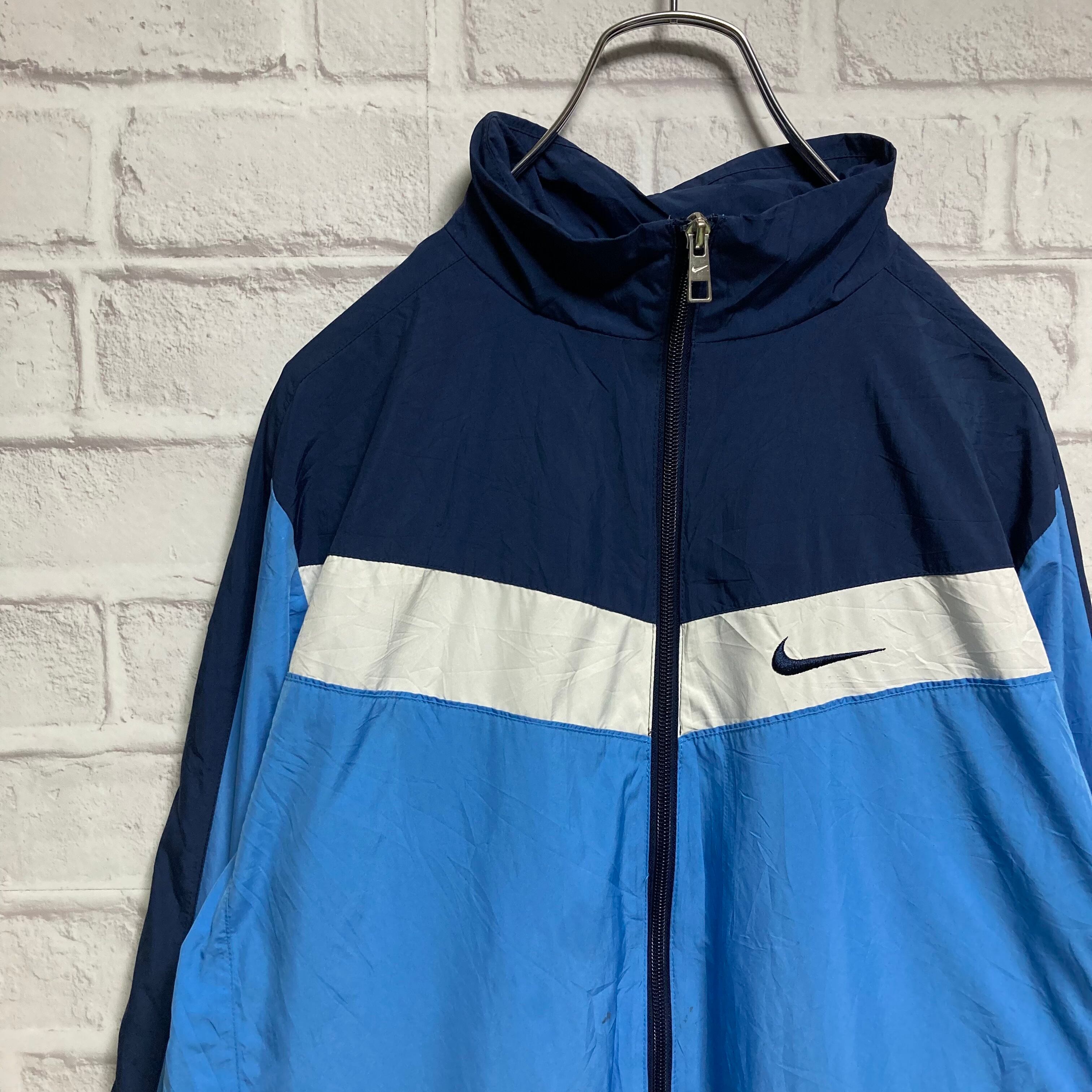 【NIKE】Nylon jacket M相当 USA規格 ナイキ ナイロンジャケット ナイロンジャケット ジム ウォーキング フィットネス 刺繍ロゴ  ワンポイントロゴ 胸ロゴ Swoosh アメリカ 古着