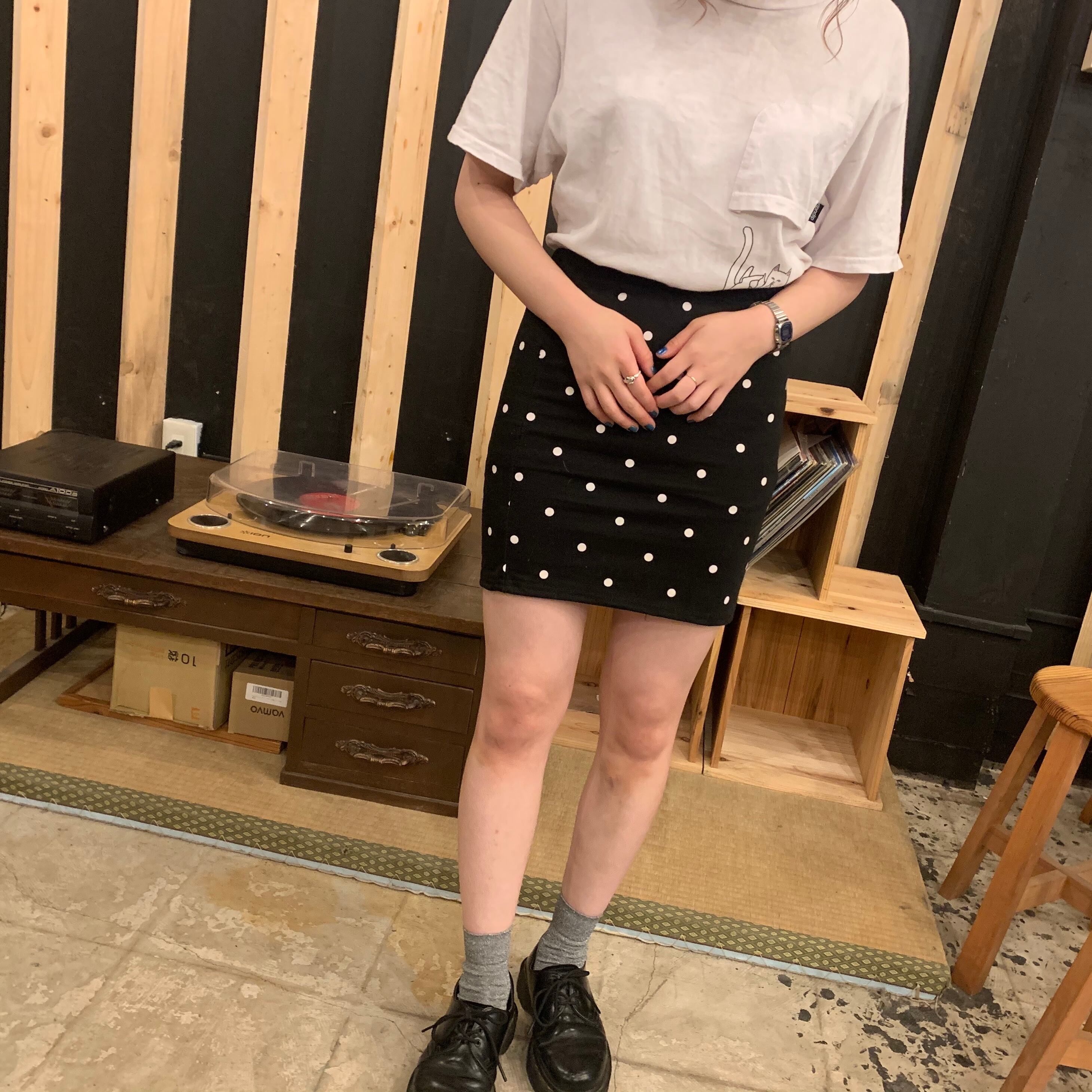 PRADA ブラウン ドット柄 タイトスカート