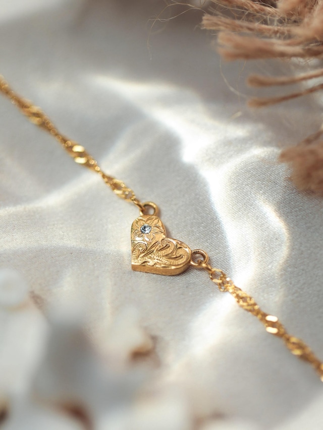 【 screw 】316L hawaiian zirconia heart anklet  #a11