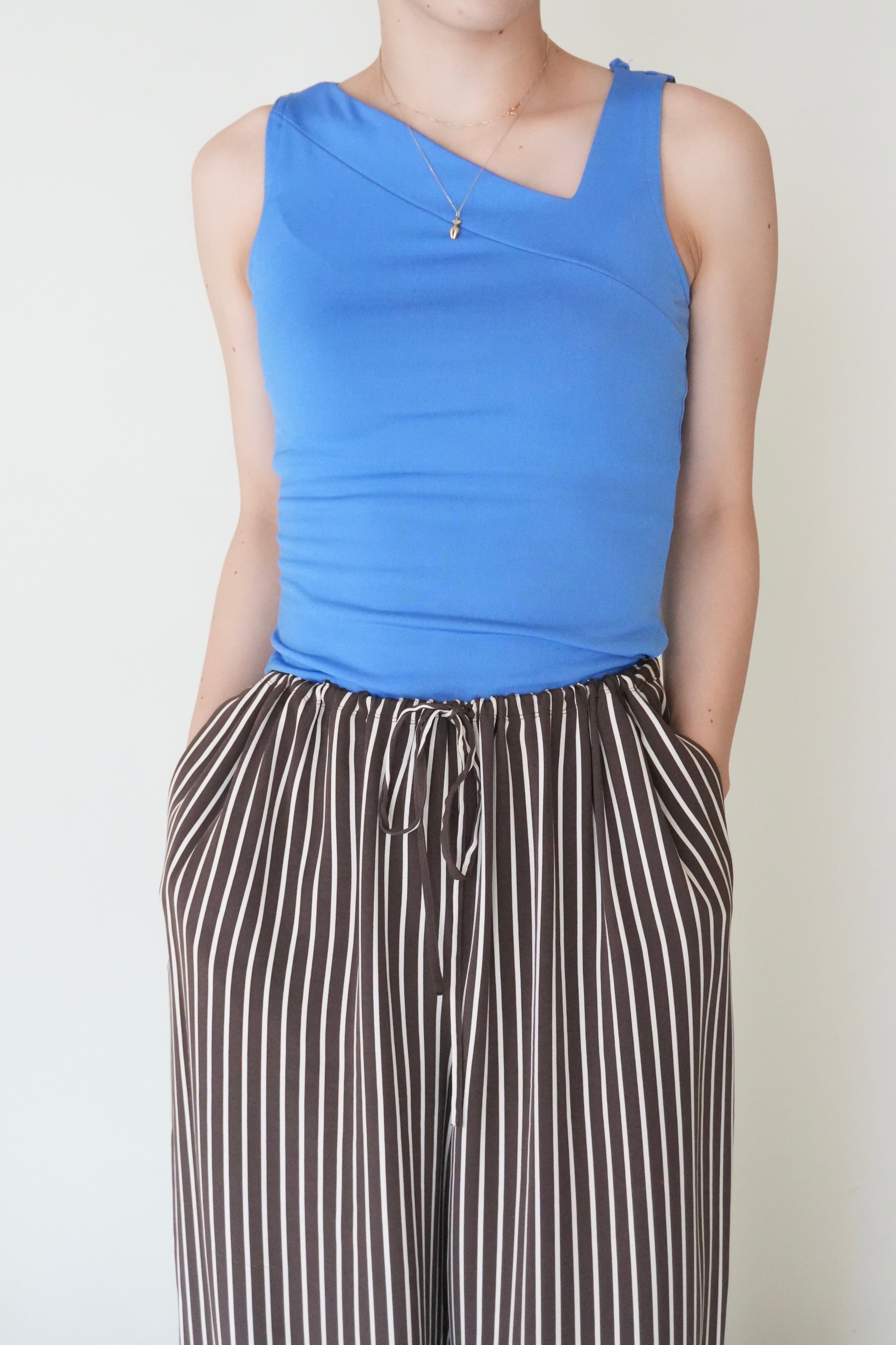 80s asymmetry nosleeve tops