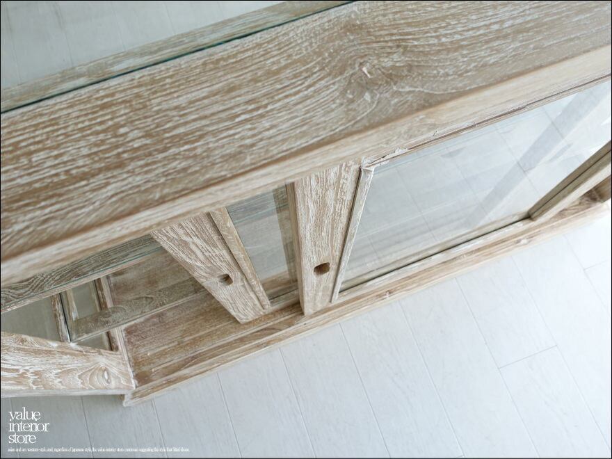 チーク無垢材 ショーケースEcke/NW ガラスケース 飾り棚 店舗什器 食器