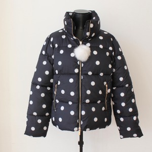 DENNY ROSE　モノトーンドット柄ミンクファー付きダウンハーフコート ITALY:421DD350037¥39,800＋tax