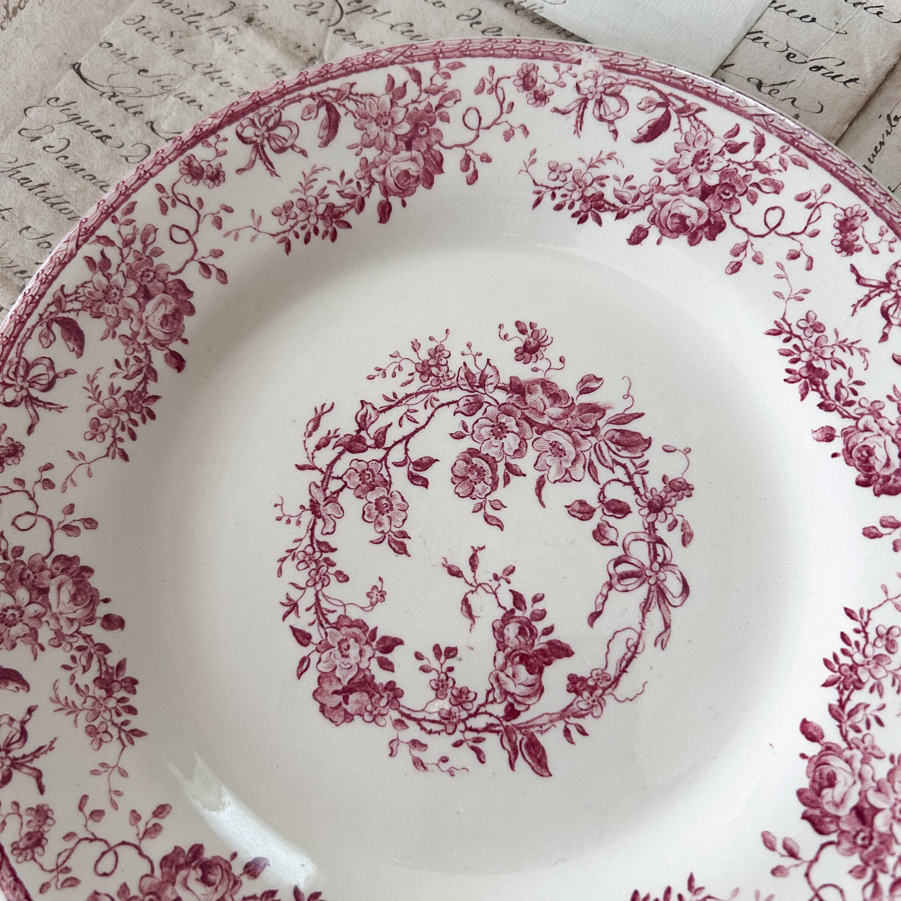 フランス アンティーク ジアン bouquets ディナープレートA フランスアンティーク】Gien （ジアン）Bouquets de roses